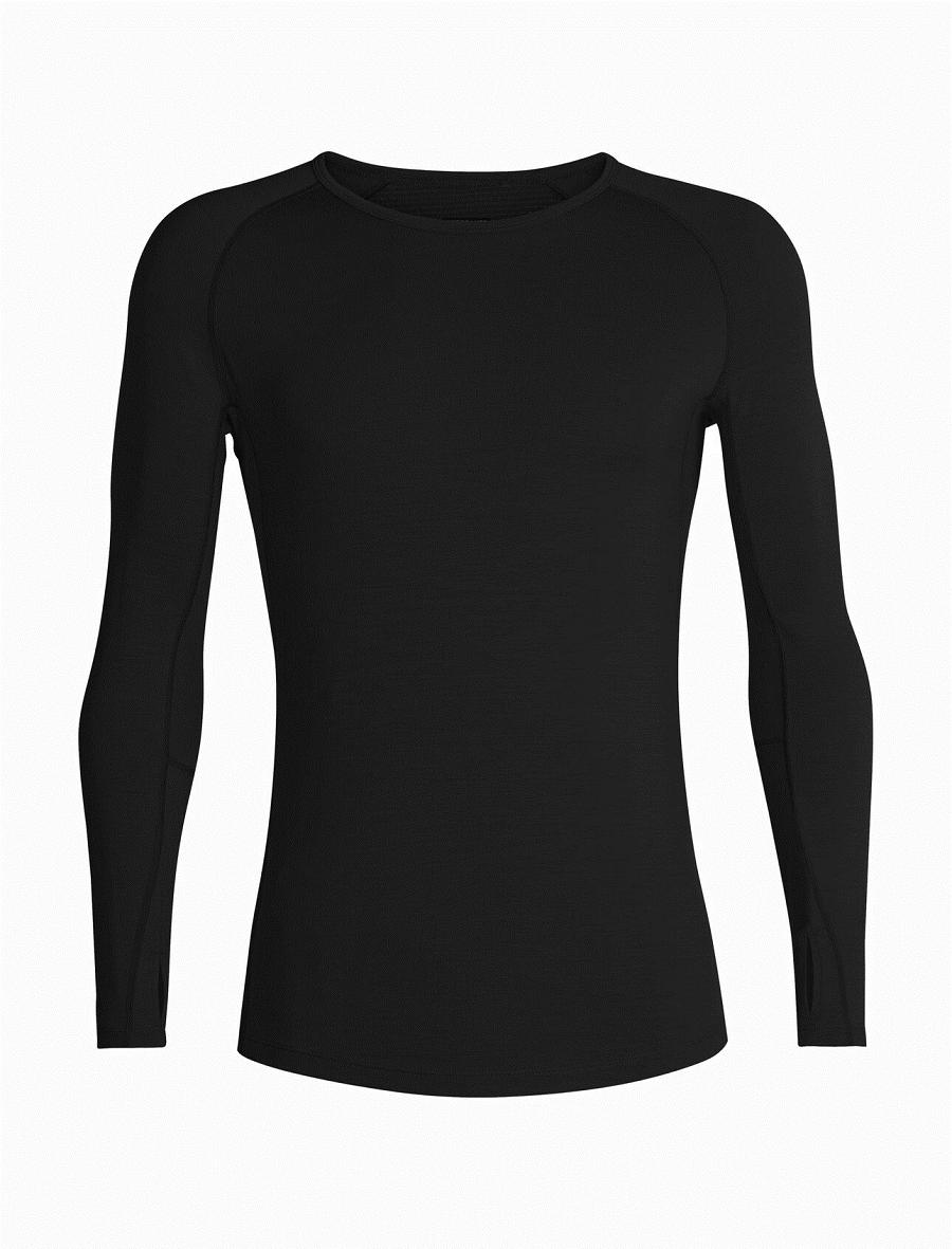 Icebreaker BodyfitZone™ Merino 200 Zone Long Sleeve Thermal Crewe Top Férfi Base Layers Fekete | HU 1357AHKP